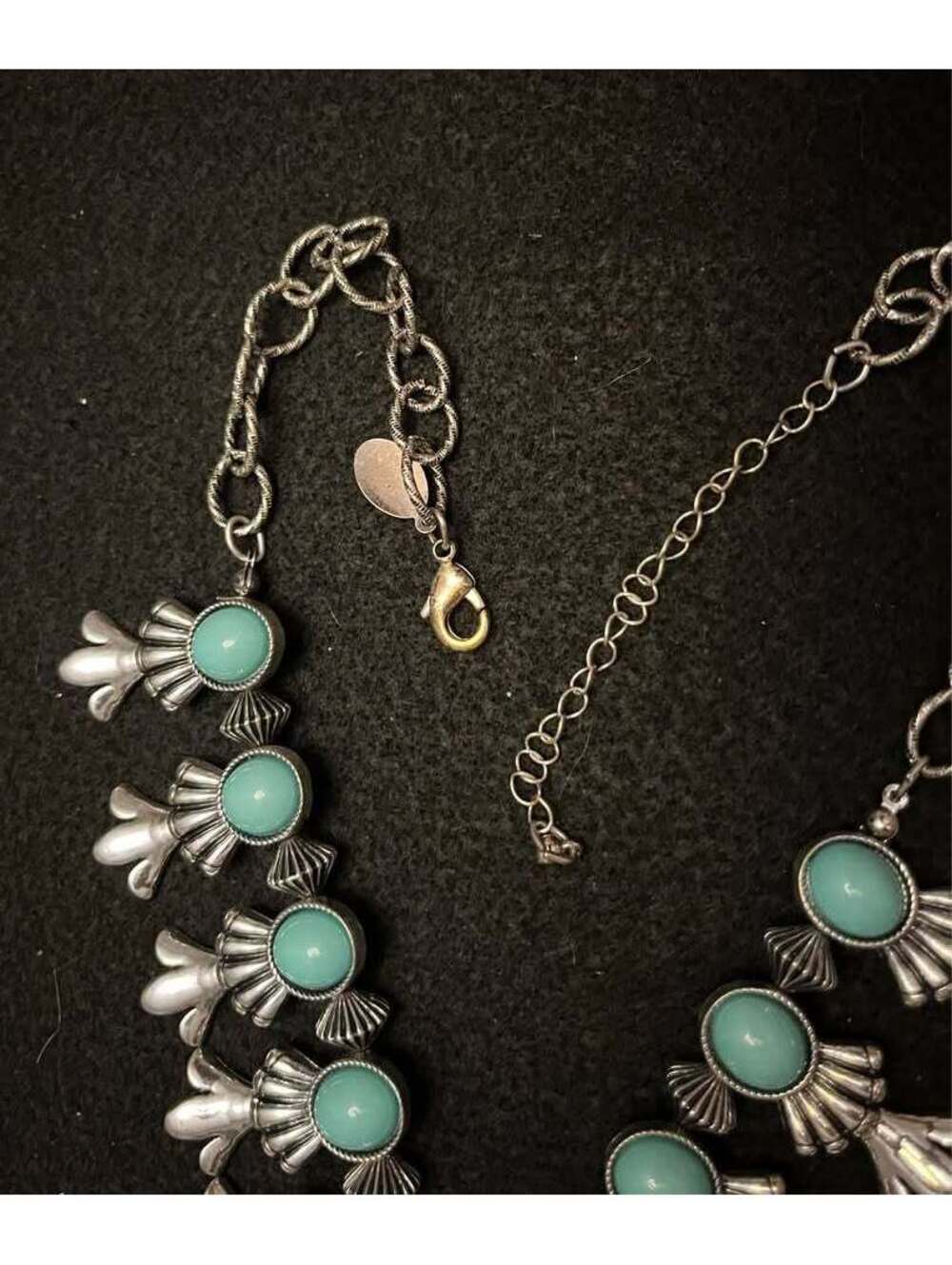 Turquoise Squash Blossom Style Necklace - Picture 5 of 5